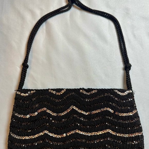 Vintage Beaded Purse Black Sequin Evening Bag Made in Hong Kong Fashion Imports - Picture 2 of 8